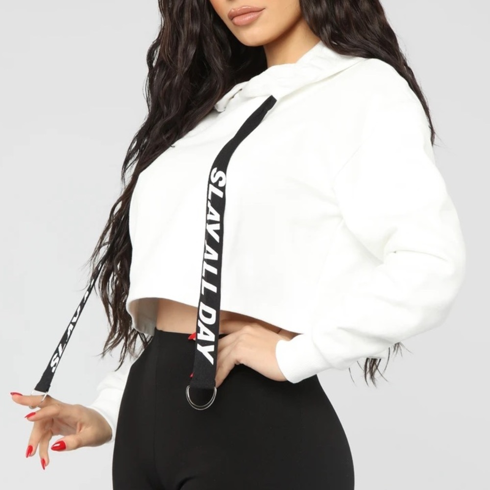 Slay All Day white pullover hoodie